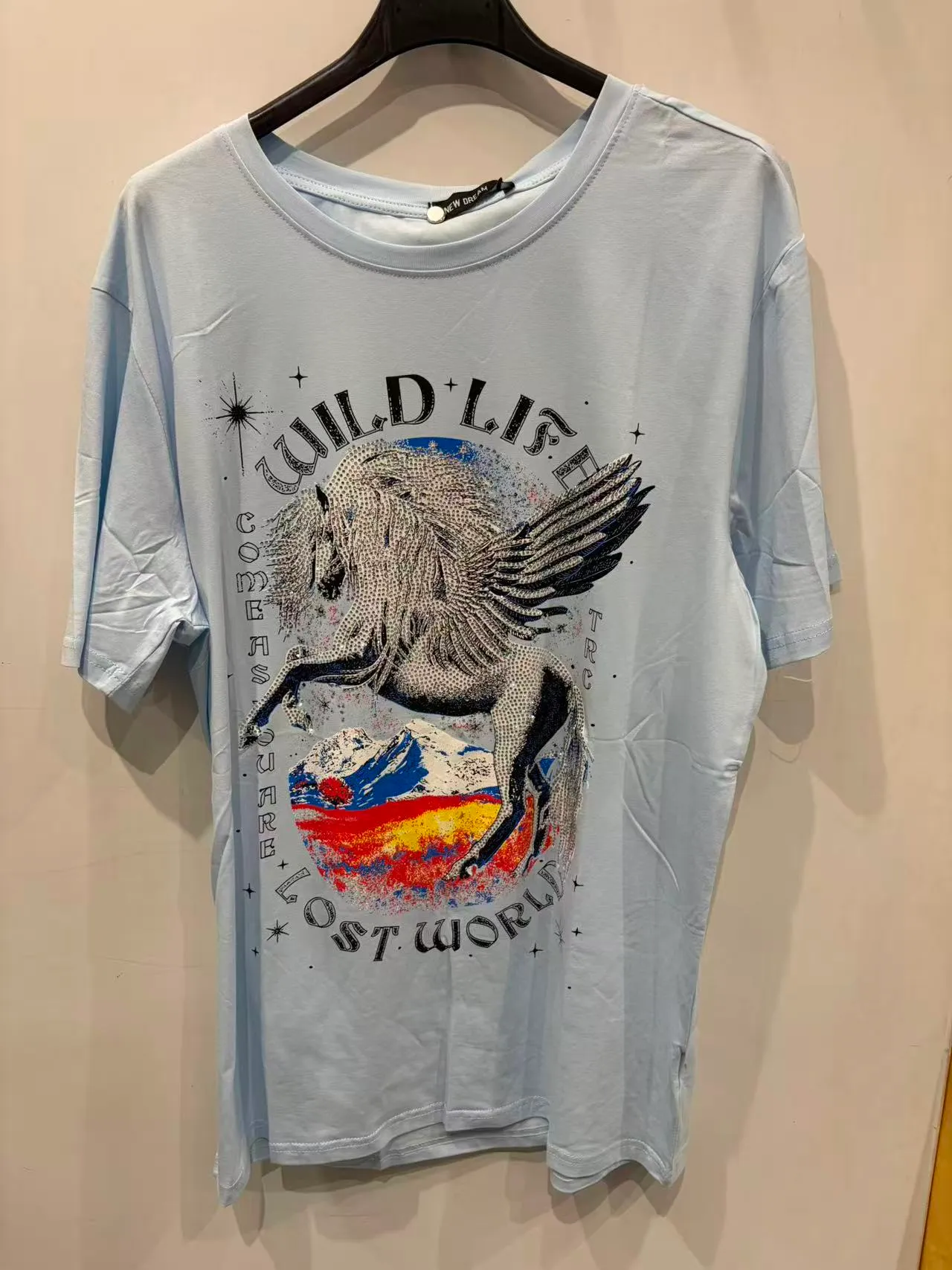 T-shirt bianca con stampa grafica di aquila, vista frontale